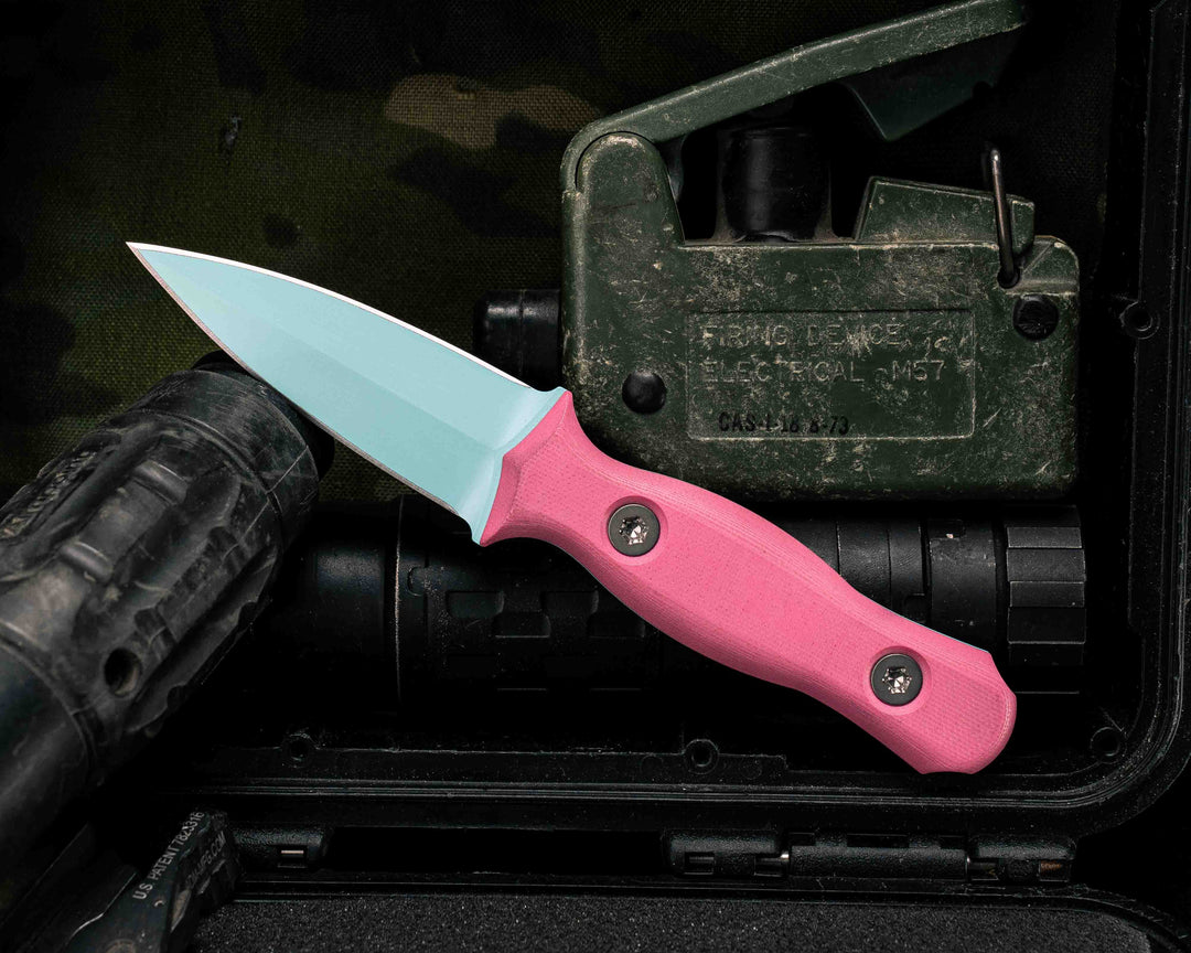 Pulse Checker- Pink G10, Robin's Egg Cerakote, Ti Allen Bolts, Smooth Grip