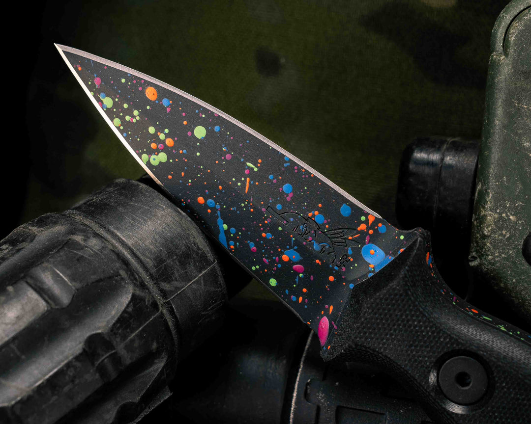 Pulse Checker- Black G10, 80's Splatter Cerakote, Allen Bolts, Smooth Grip
