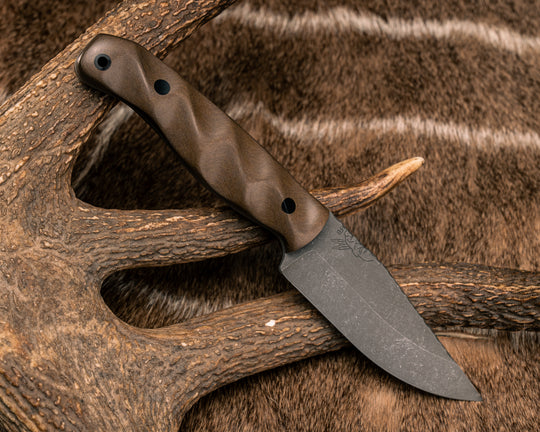 Crow Jr- Brown's Point Richlite, CF Pins, CF Lanyard Pin, Textured Grip