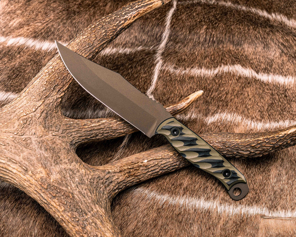 Crow Scout - OD Green and Black G10, Midnight Bronze Cerakote, Allen Bolts, Textured Grip