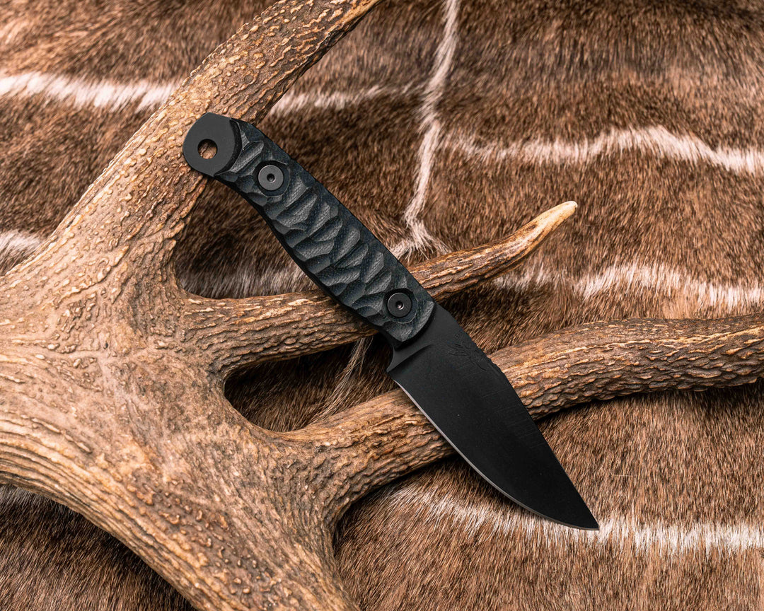 Crow Scalper- Black G10, Armor Black Cerakote, Allen Bolts, Textured Grip