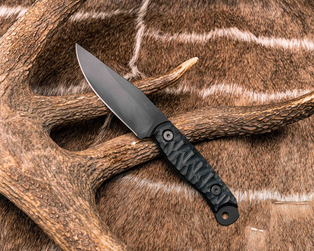 Crow Scalper- Black G10, Armor Black Cerakote, Allen Bolts, Textured Grip