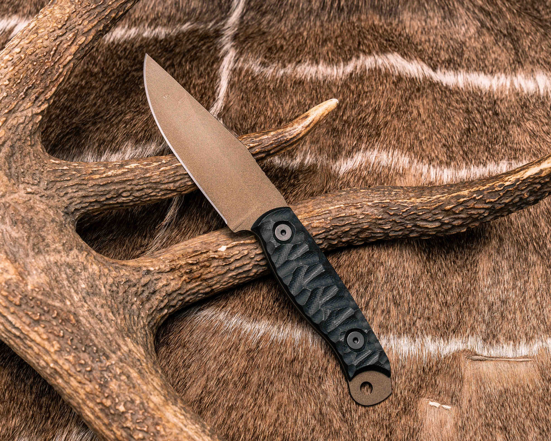 Crow Scalper- Black G10, Midnight Bronze Cerakote, Allen Bolts, Textured Grip