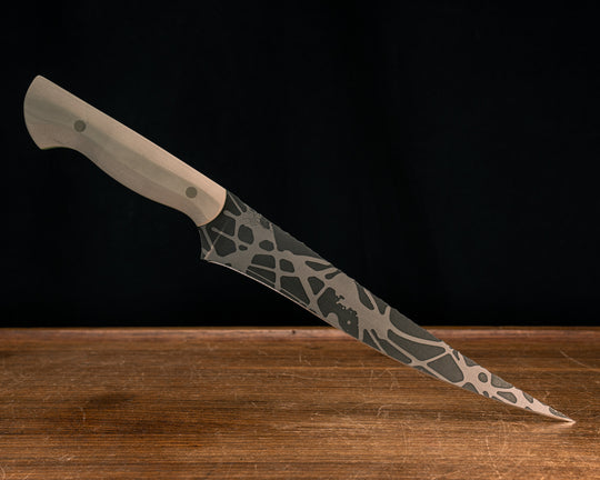 Large Filet- Desert Tan G10 over Acid Green G10 Liner, Tan G10 Pins, Smooth Grip