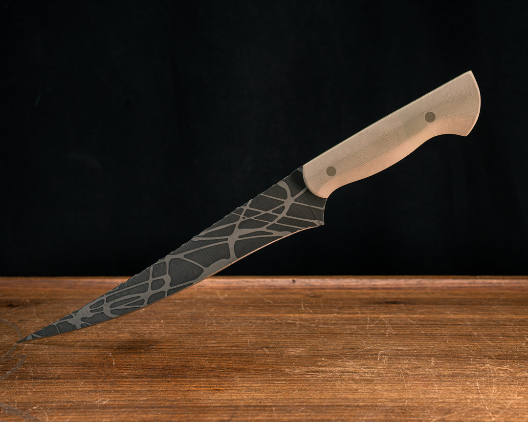 Large Filet- Desert Tan G10 over Acid Green G10 Liner, Tan G10 Pins, Smooth Grip