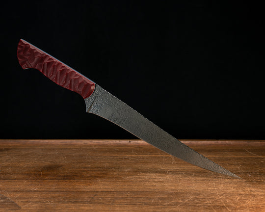 Large Filet- Red G10 over Cherry G10, White G10 and Blue G10 Liner, Red G10 Pins, Chaos Grip