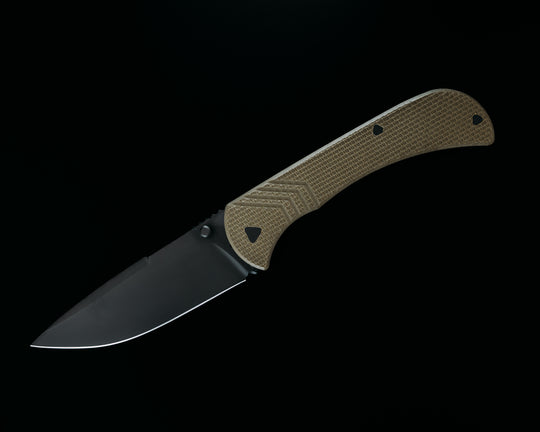 Cav Folder - OD Green G10, Armor Black Cerakote Blade, Textured Grip, TI Frame.