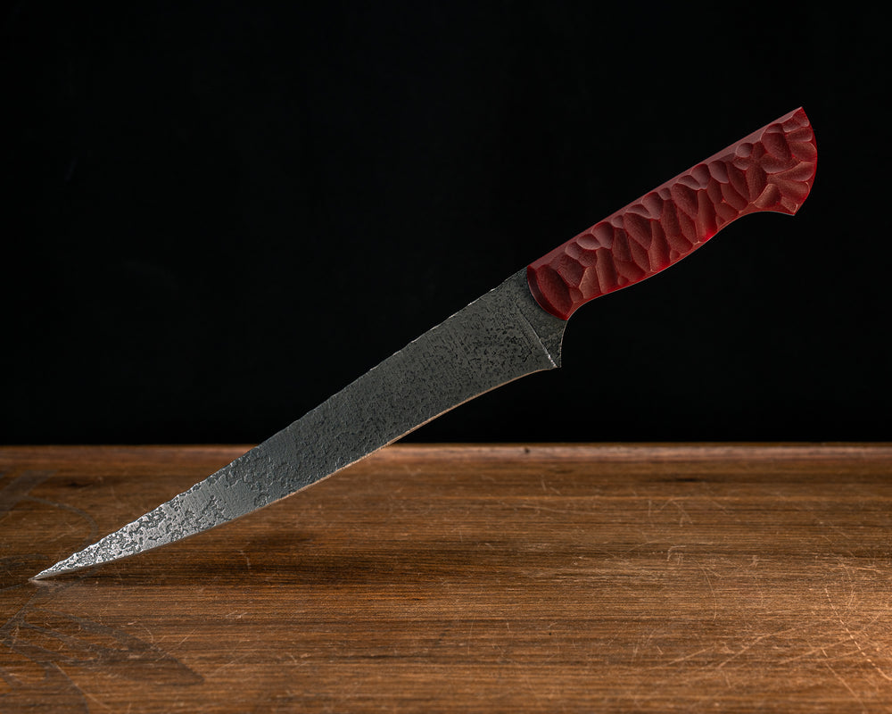 Large Filet- Red G10 over Cherry G10, White G10 and Blue G10 Liner, Red G10 Pins, Chaos Grip