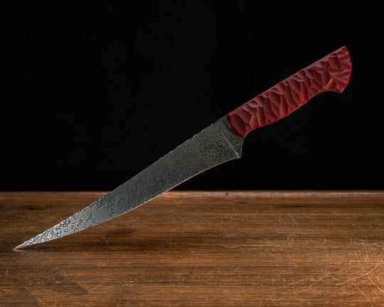 Large Filet- Red G10 over Cherry G10, White G10 and Blue G10 Liner, Red G10 Pins, Chaos Grip