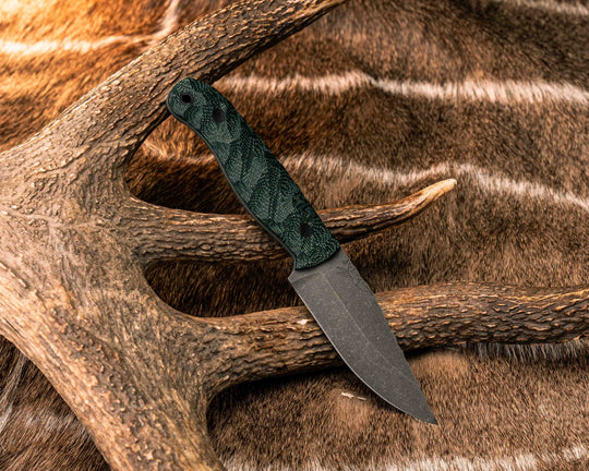 Feather Light- Forest Green Canvas Micarta, CF Pins, CF Lanyard Pin, Textured Grip
