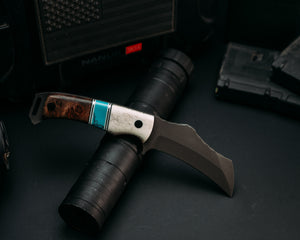 Vulture - CO Elk, Black & White G10 w/ Aluminum, Turquoise w/ Black Web Tru Stone Split, Redwood, CF Pins, Smooth Grip.