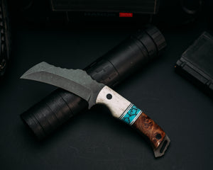 Vulture - CO Elk, Black & White G10 w/ Aluminum, Turquoise w/ Black Web Tru Stone Split, Redwood, CF Pins, Smooth Grip.