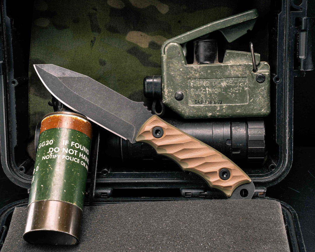 Disaster Jr - Coyote/OD Green G10, Allen Bolts, Textured Grip