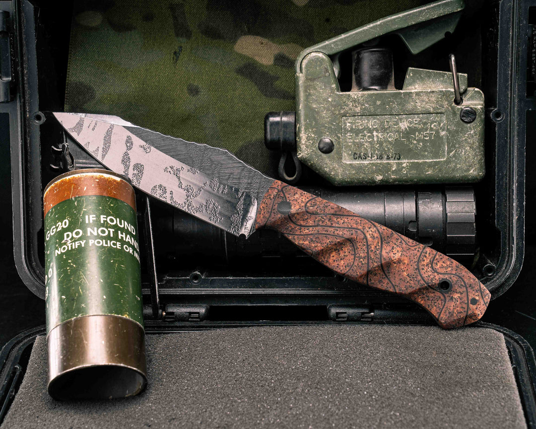 Field Knife- Copperhead Topo GripX, CF Pins, Textured Grip