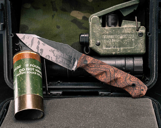 Field Knife- Copperhead Topo GripX, CF Pins, Textured Grip