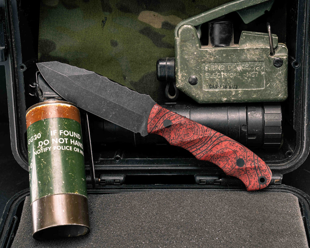 Disaster Jr- Dark Red Topo GripX, CF Pins CF Lanyard Pin, Textured Grip