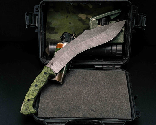 Kukri- OD Green Topo GripX, CF Pins, CF Lanyard Pin, Textured Grip