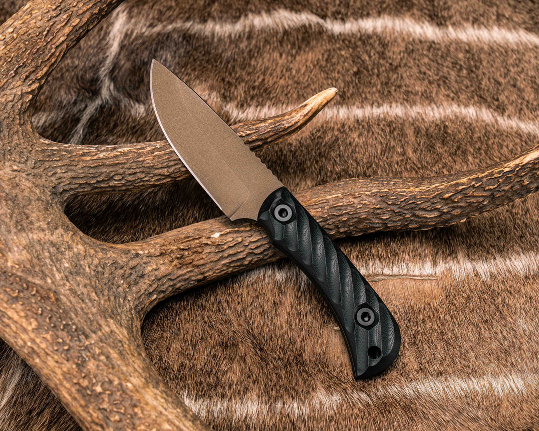Cav Jr Back Country- Black G10, Midnight Bronze Cerakote, Allen bolts, Textured Grip