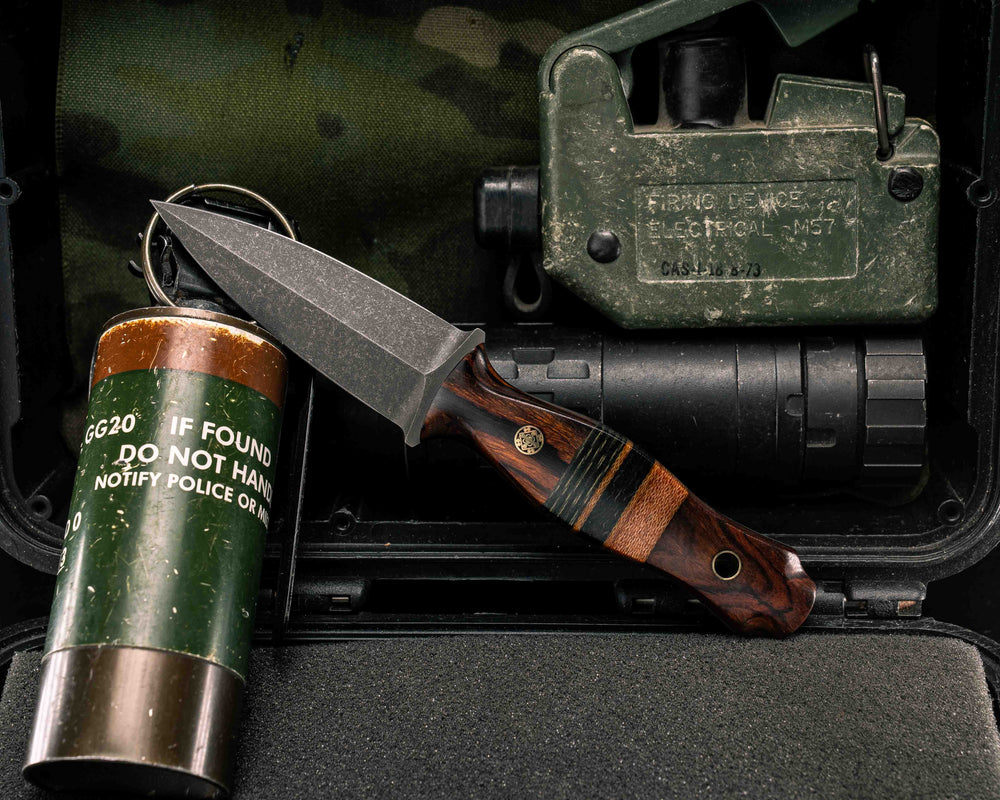 Pulse Checker- Desert Ironwood, OD Green and Black Layered Canvas Micarta, Natural Canvas Micarta and Black Canvas Micarta Split, Mosaic Pin, Brass Lanyard Pin, Smooth Grip