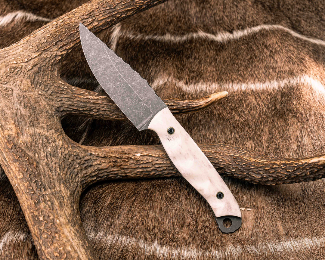 Crow Jr- Elk antler, Mosaic Pins, Textured Grip