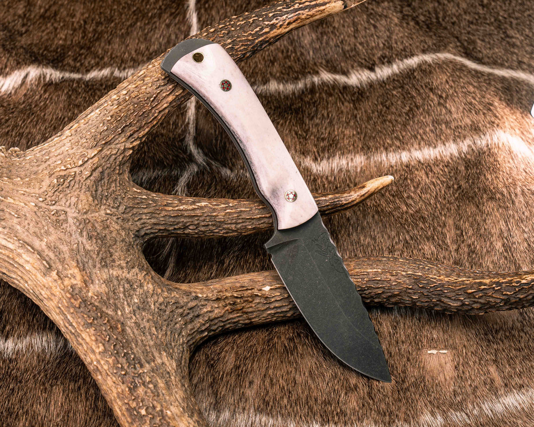 Cavner- Elk Antler, Mosaic Pins, Brass Mosaic Pins, Textured Grip