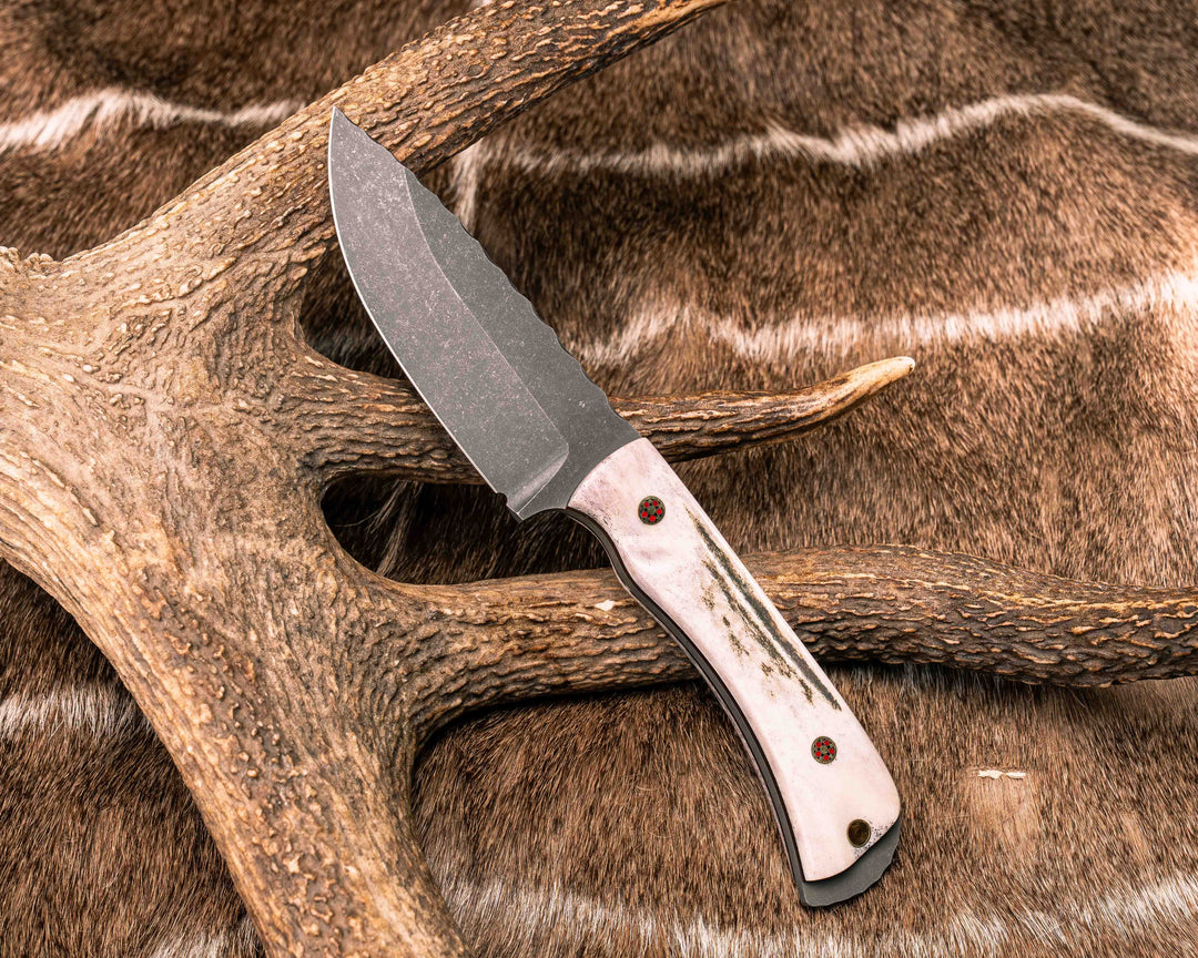 Cavner- Elk Antler, Mosaic Pins, Brass Mosaic Pins, Textured Grip