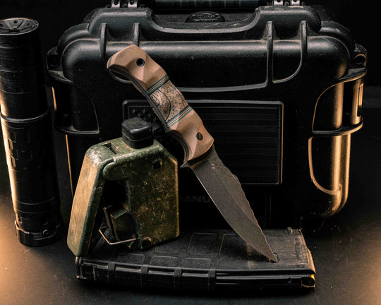 Tosahwi- Coyote G10, Forest Green G10, Coyote G10 and Black G10 Pin Striping, FDE GripX Split, CF Pin, CF Lanyard Pin, Textured Grip
