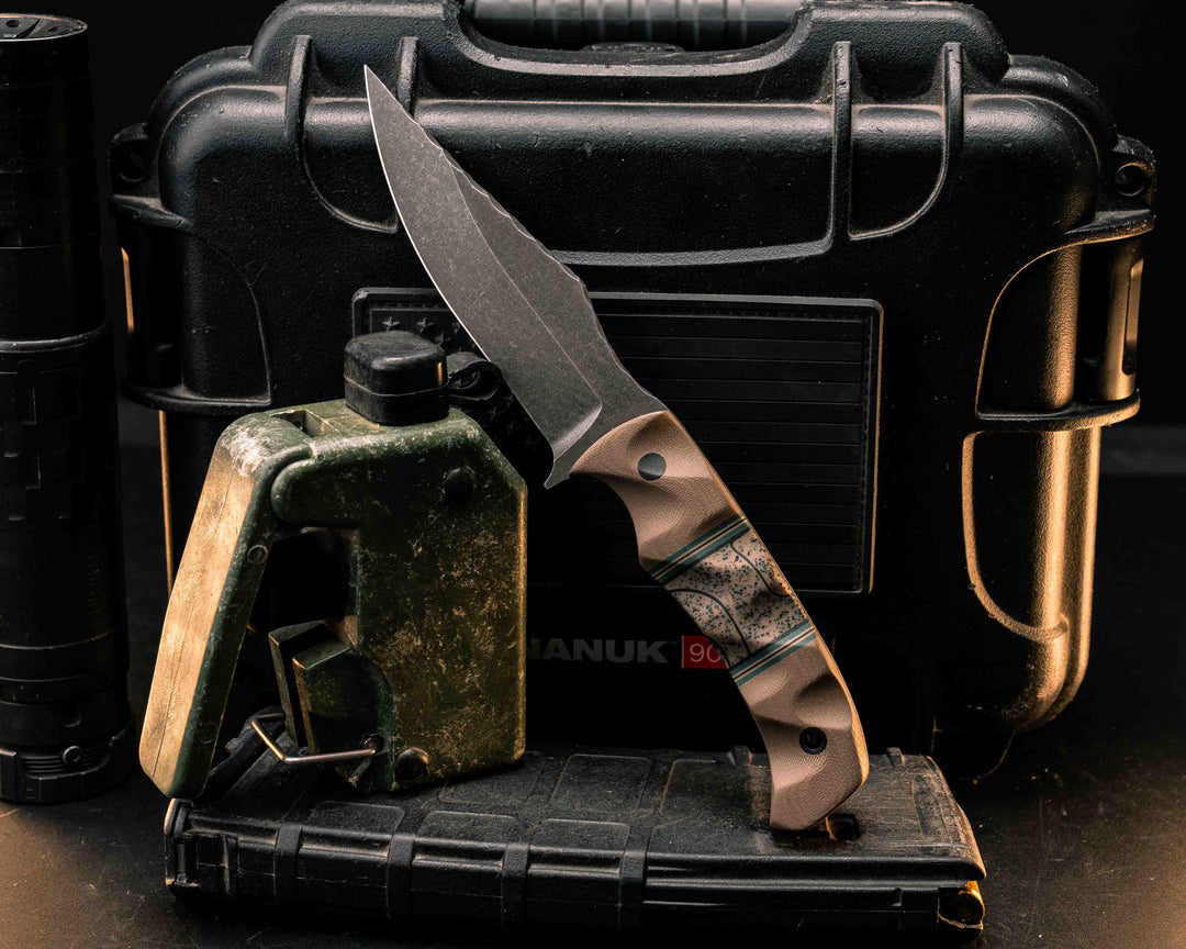 Tosahwi- Coyote G10, Forest Green G10, Coyote G10 and Black G10 Pin Striping, FDE GripX Split, CF Pin, CF Lanyard Pin, Textured Grip