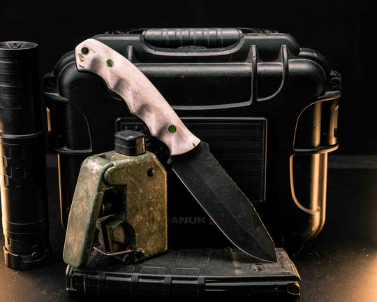 Disaster Breacher- Elk Antler, Mosaic Pins, Brass Lanyard Pin, Textured Grip