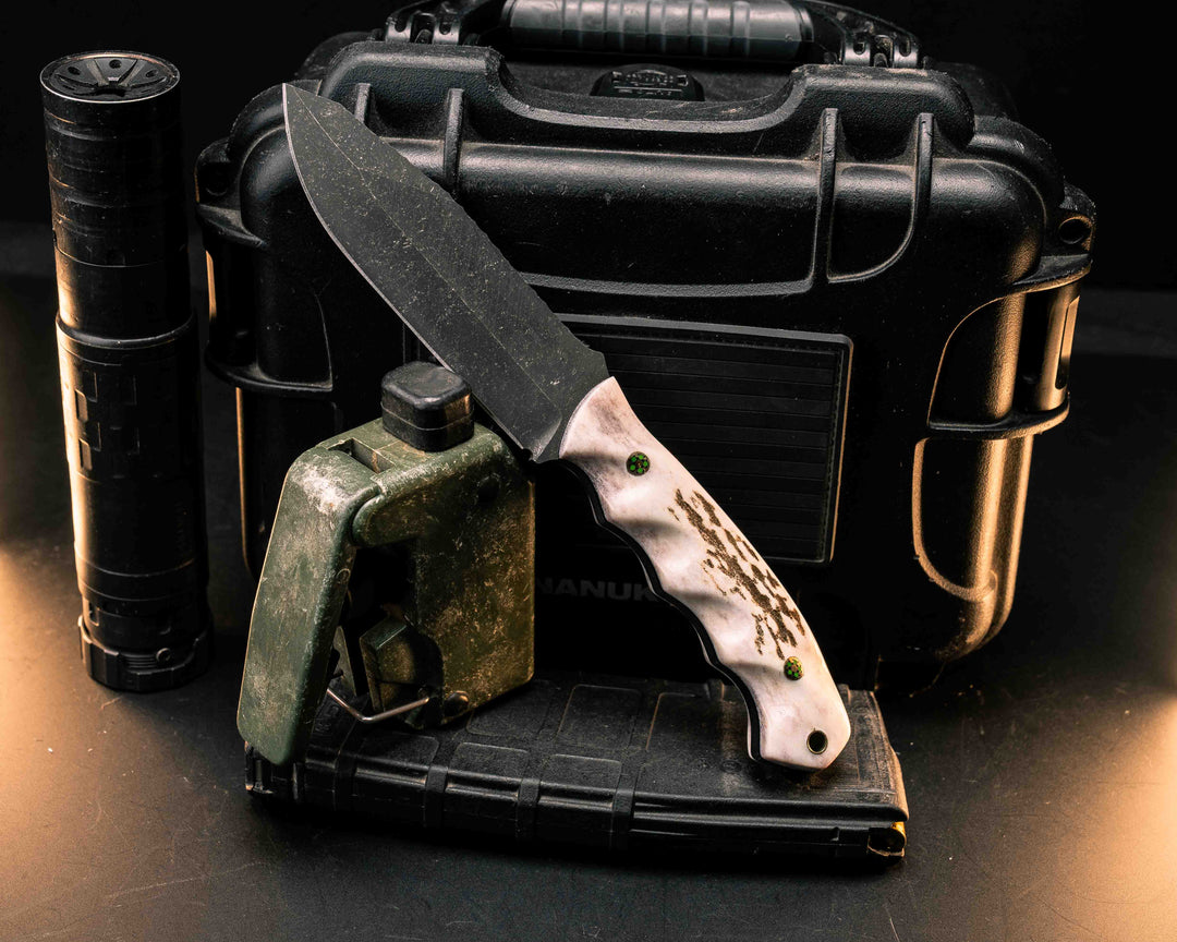 Disaster Breacher- Elk Antler, Mosaic Pins, Brass Lanyard Pin, Textured Grip