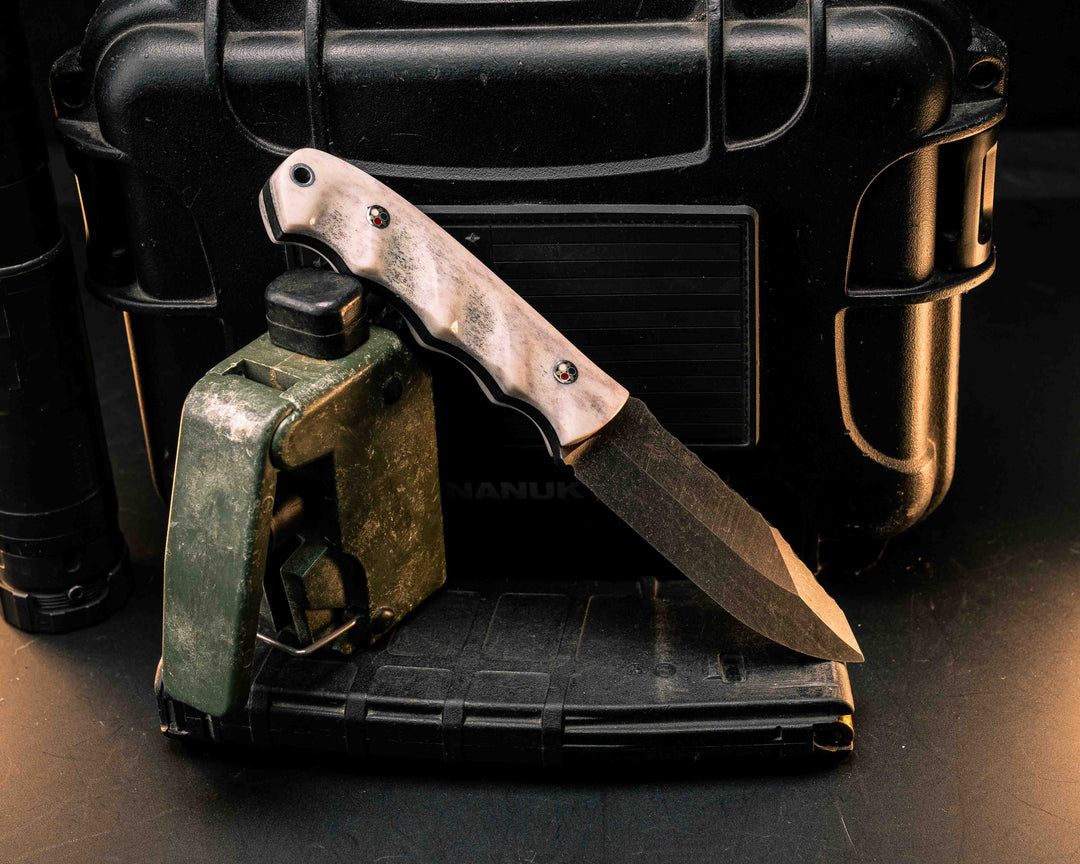 Disaster Jr- Elk Antler, Patriot Mosaic Pins, Aluminum Lanyard Pin, Textured Grip