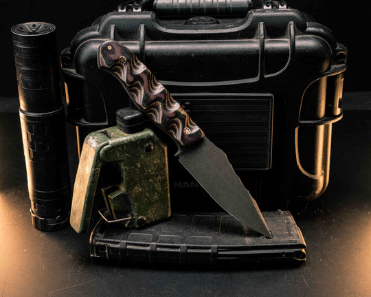 Field Knife- Python Canvas Micarta, Mosaic Pins, Textured Grip