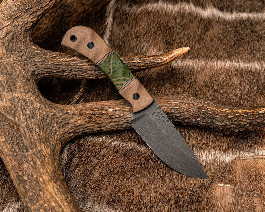Cav Jr- Coyote G10, Black G10 and Coyote G10 pin Striping,  OD Green Topo GripX Split, CF Pins, CF Lanyard Pin, Textured Grip