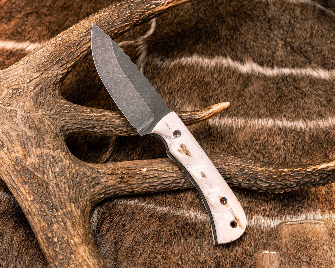 Cavner- Elk Antler, Copper Mosaic Pins, Copper Lanyard Pin, Textured Grip