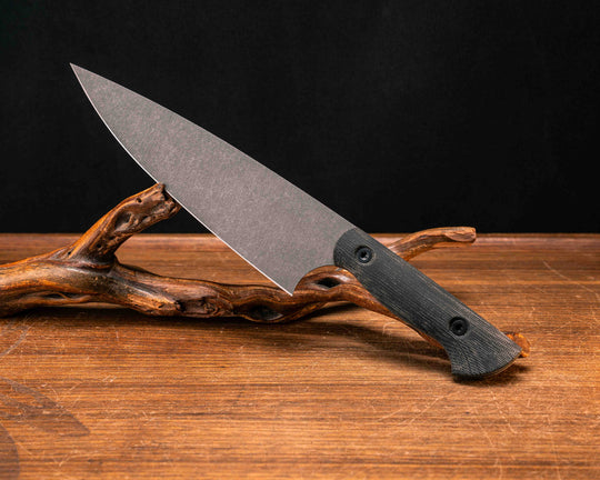 Chef Blade 8" - Black Canvas Micarta, Allen Bolts, Smooth Grip