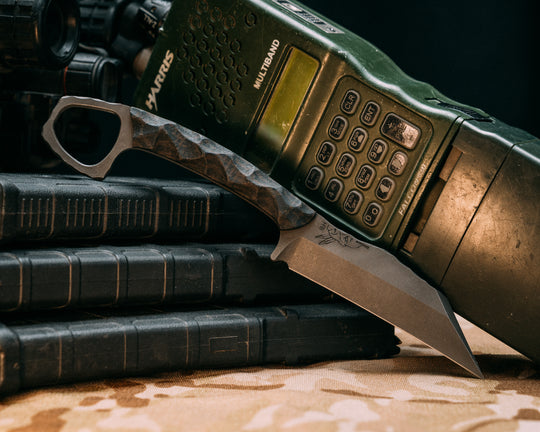 SHPOS- Mossy Oak Burlap Micarta, CF Pins, Chaos Grip