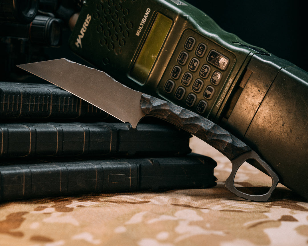 SHPOS- Mossy Oak Burlap Micarta, CF Pins, Chaos Grip