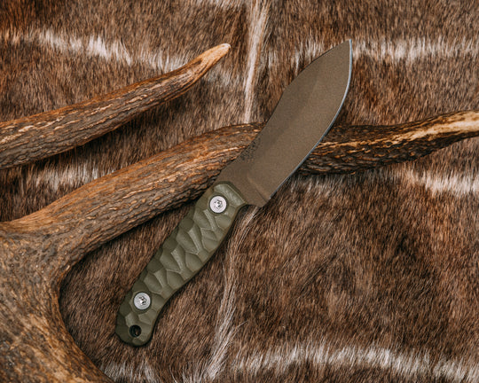 Skinner Jr - OD Green G10, Midnight Bronze Cerakote, Ti Torx Bolts, Chaos Grip