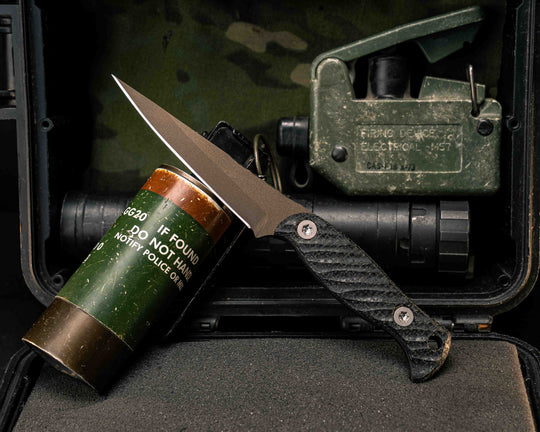Congressman - Black Burlap Micarta, Midnight Bronze Cerakote, Allen Bolts, Textured Grip, Closed Tang Lanyard Hole