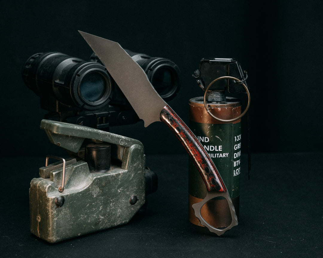 SHPOS- Carbon, Copper Mesh, Rubber, Micarta and Red Resin, Silver Pins, Smooth Grip