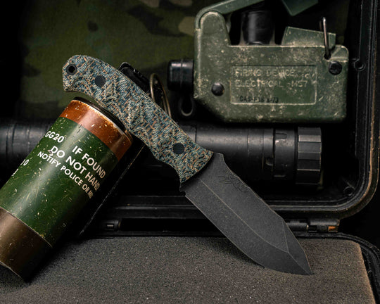 Disaster Cub- Kamari Burlap Micarta, CF Pins, CF Lanyard Pin, Textured Grip