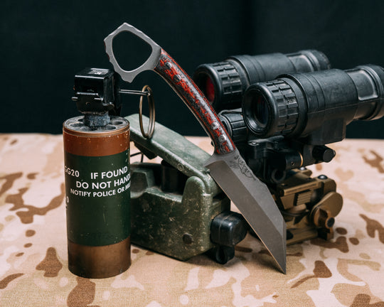 SHPOS- Carbon, Copper Mesh, Rubber, Micarta and Red Resin, Silver Pins, Smooth Grip