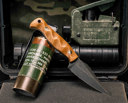 Gulo Gulo- Castille Jutę Micarta, Mosaic Pins, Copper Lanyard Pin, Textured Grip