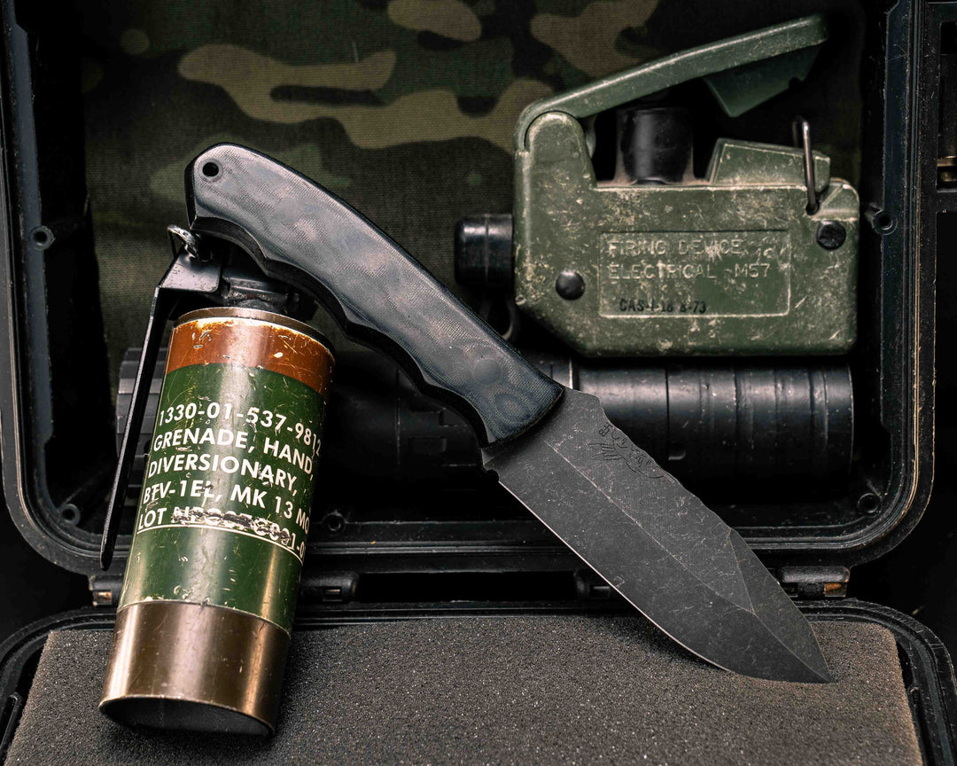 Disaster Jr- Black Linen Micarta, CF Pins, CF Lanyard Pin, Smooth Grip
