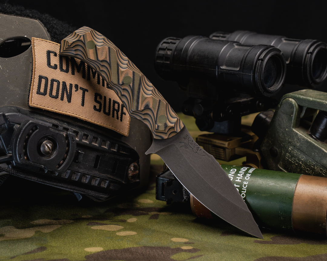 Ishi- Camo G10, OD Green G10 Pins, Chaos Grip