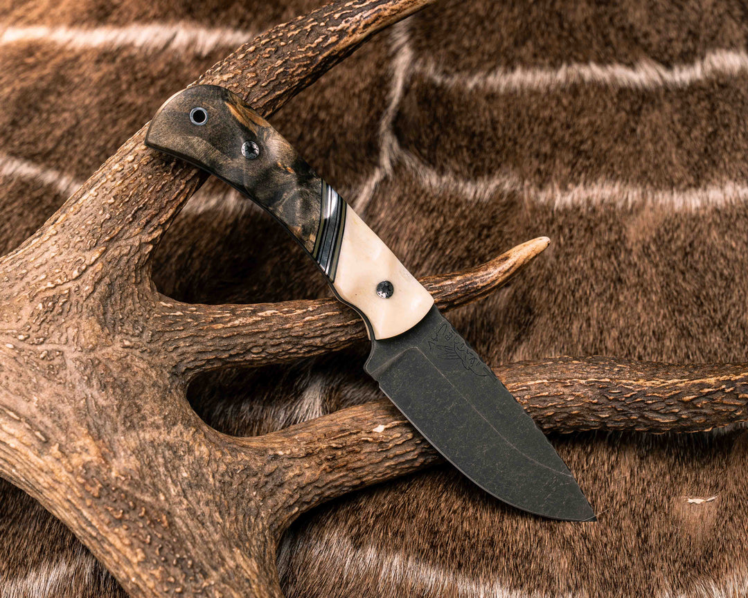 Cavner- Giraffe Bone, Black G10, OD Green G10 and Aluminum Split, Buckeye Burl, Mosaic Pins, Aluminum Lanyard Pin, Textured Grip