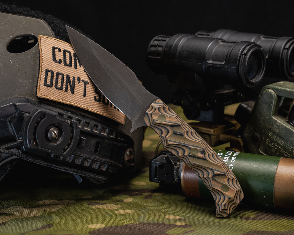 Ishi- Camo G10, OD Green G10 Pins, Chaos Grip