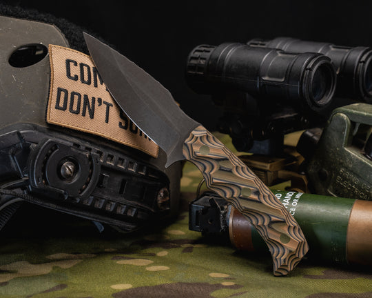 Ishi- Camo G10, OD Green G10 Pins, Chaos Grip