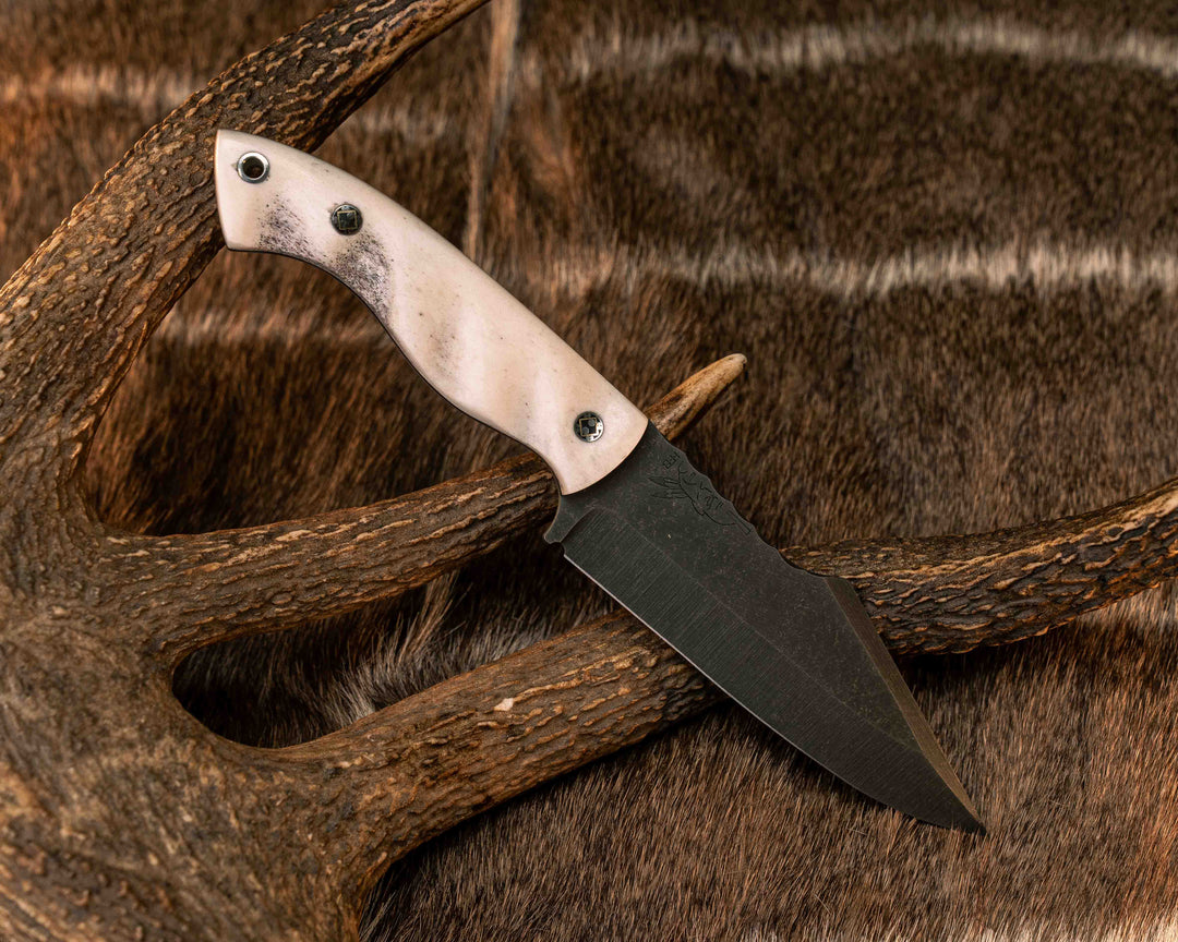 Widow Maker- Elk Antler, Mosaic Pins, Aluminum Lanyard Pin, Textured Grip