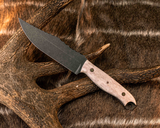 Crow Scout- Elk Antler, Mosaic Pins, 1/8" Copper Pin, Smooth Grip